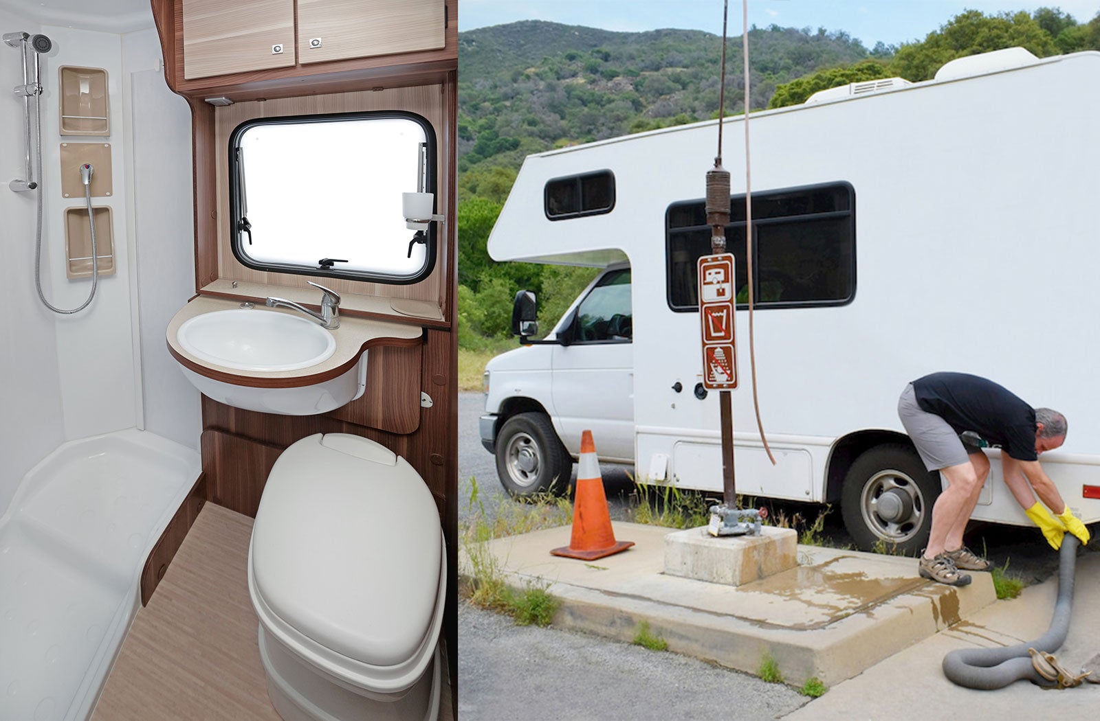 Portable RV/camper toilet and holding tank setup in Longmont, Colorado