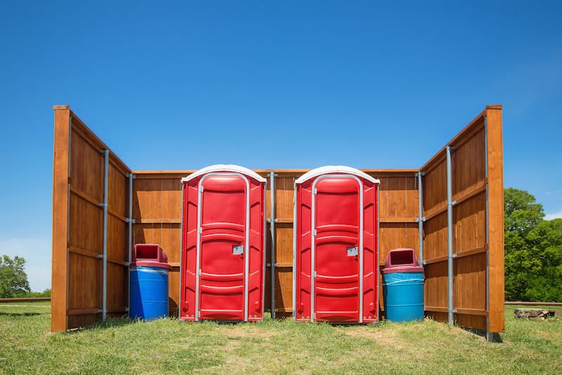 Short-term porta potty units staged for delivery in Longmont, Colorado